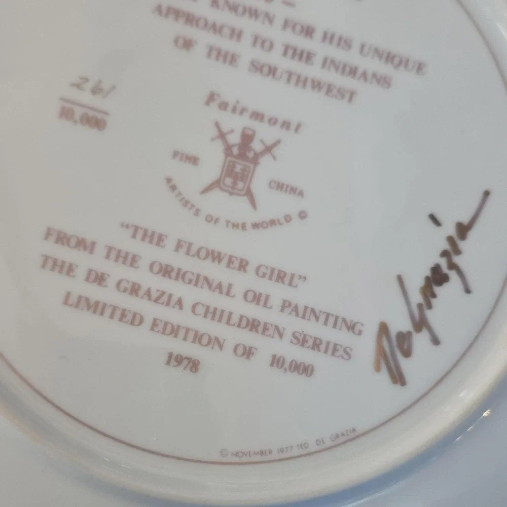 Fairmont De Grazia Flower Girl Limited Edition Fine China Plate 1978